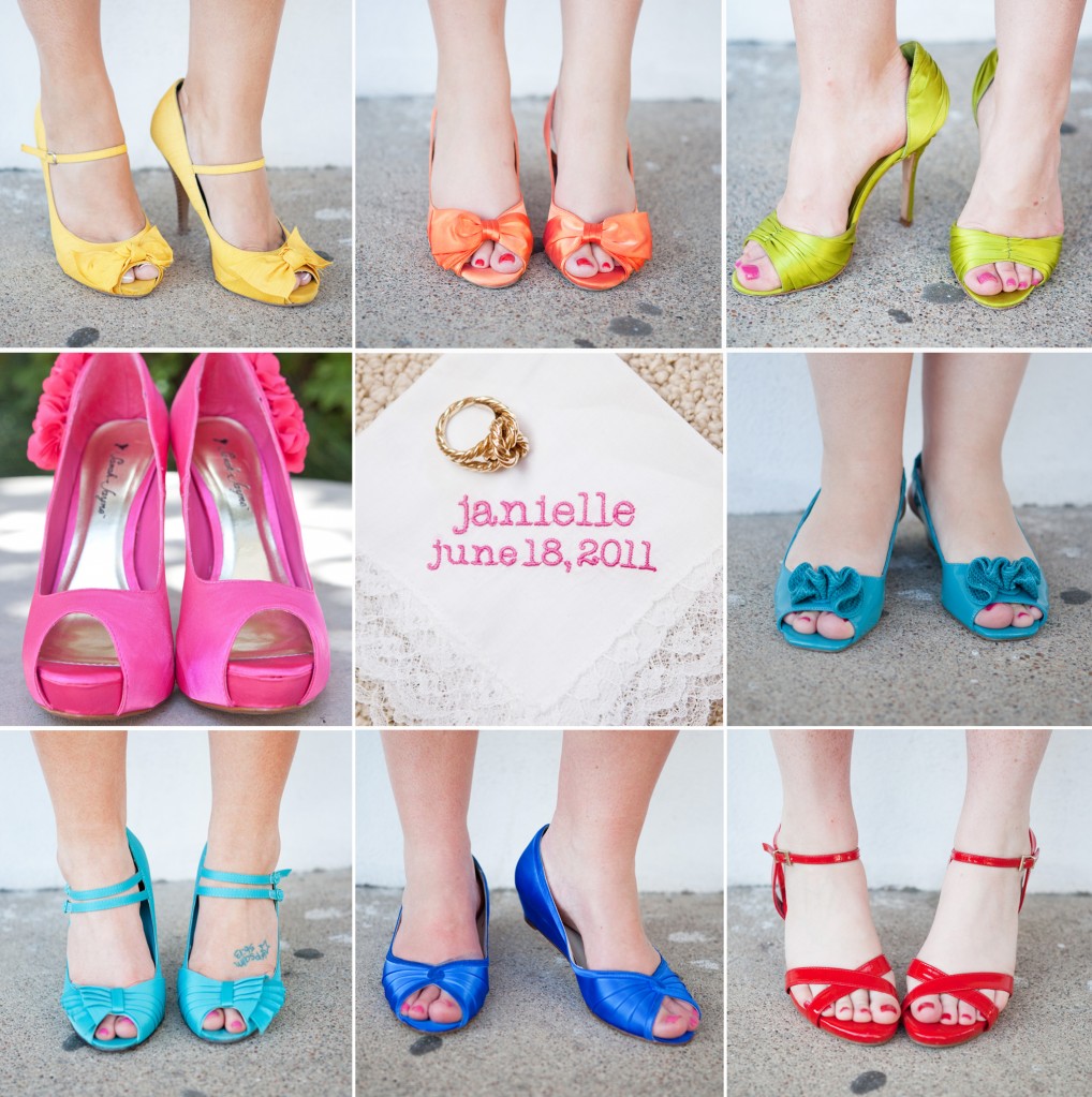 colorful bridesmaids shoes