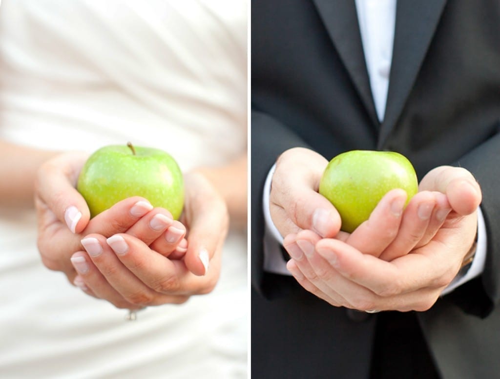 green apple bride and groom