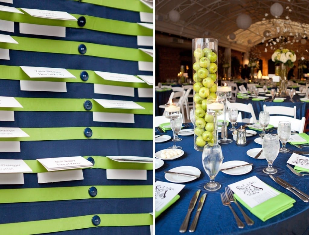 navy and green reception