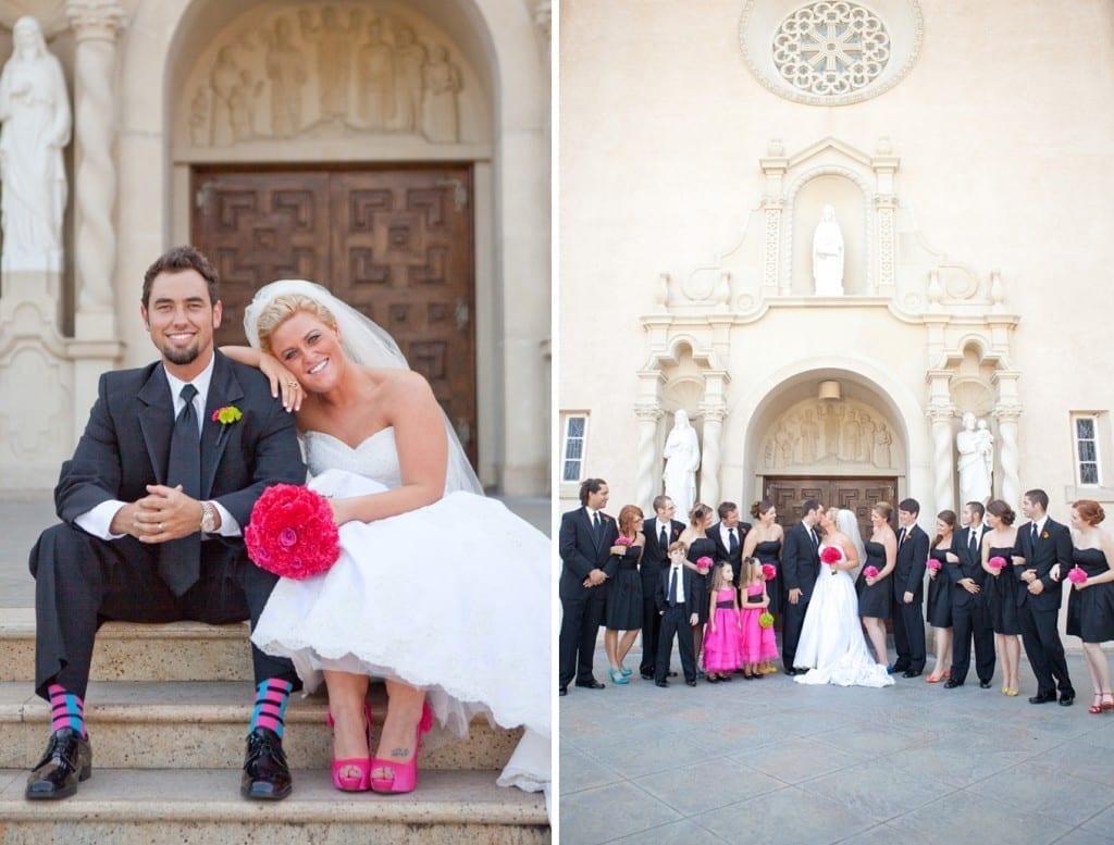 pink bride and groom details