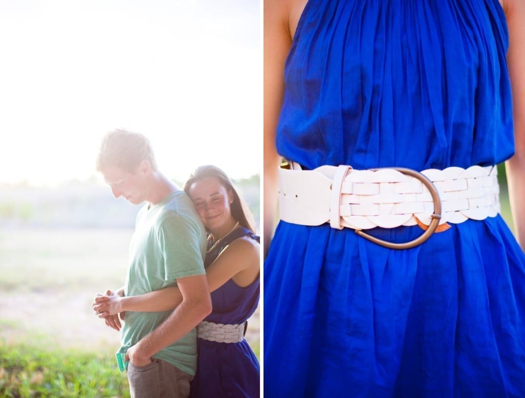 blue dress and white belt