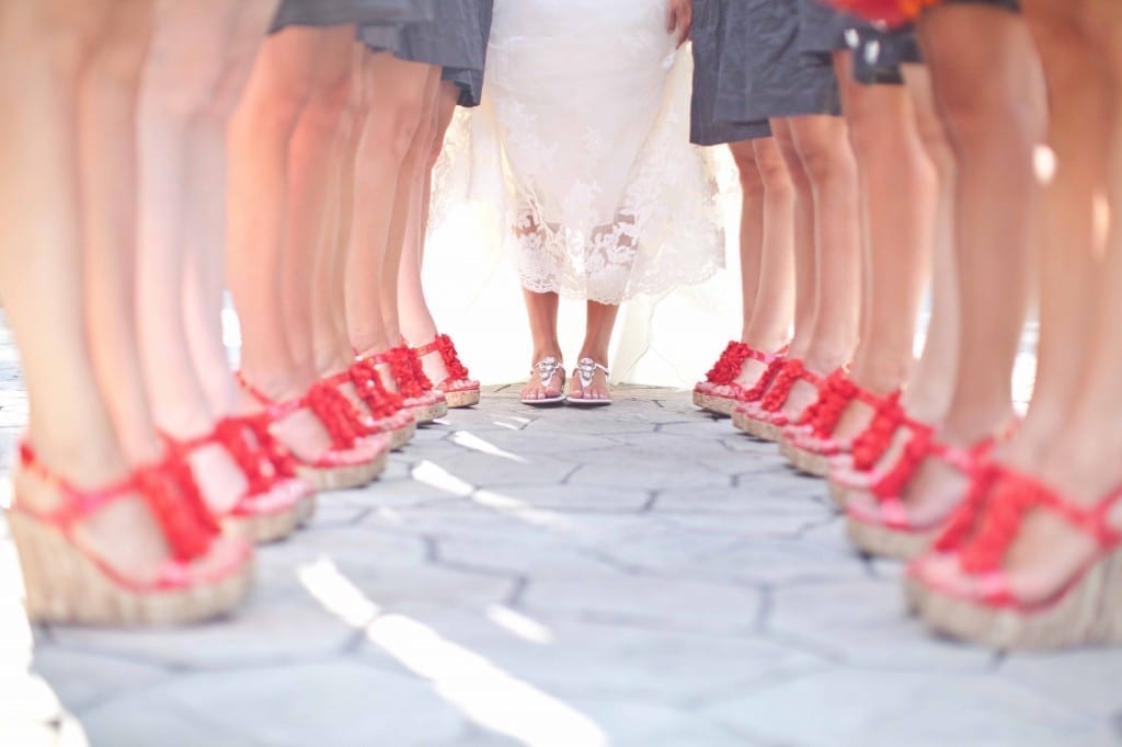 red bridesmaids shoes