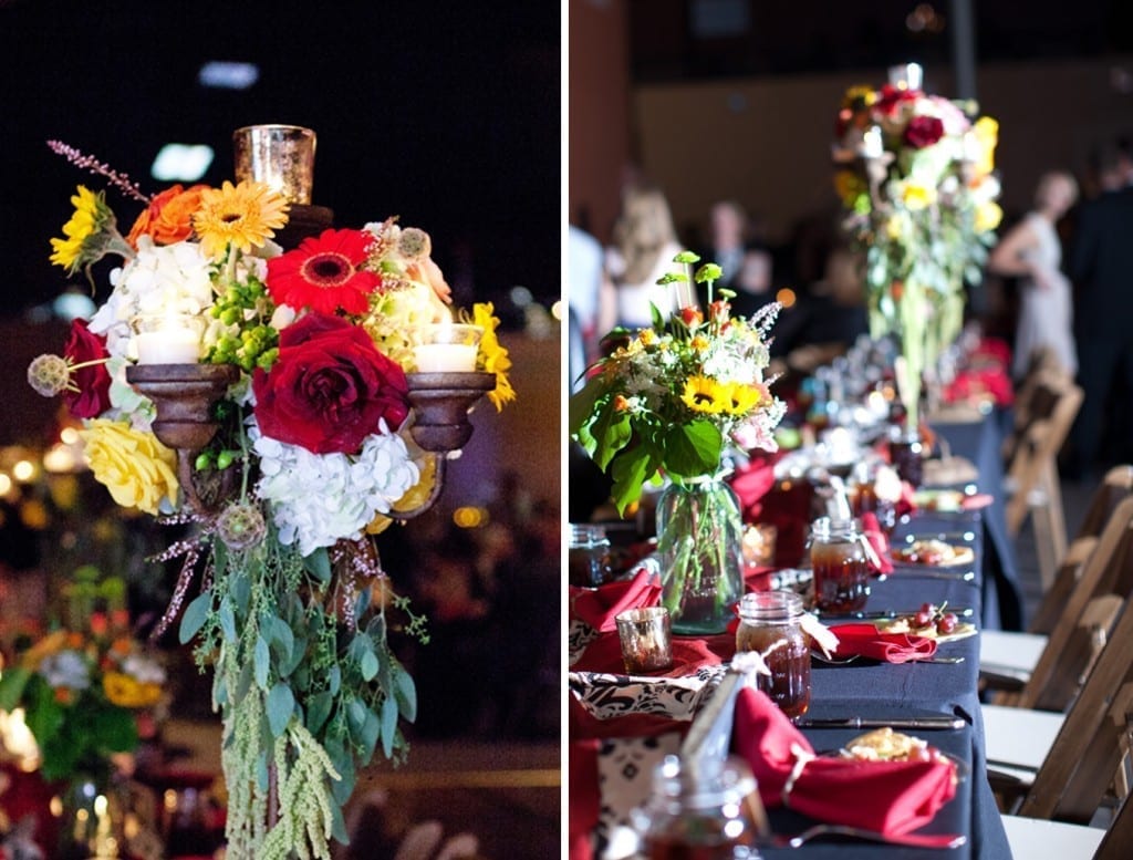 red reception centerpieces
