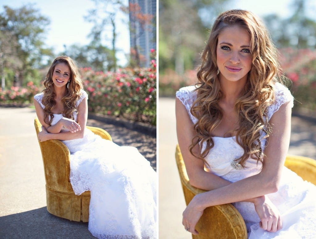 bride with yellow chair