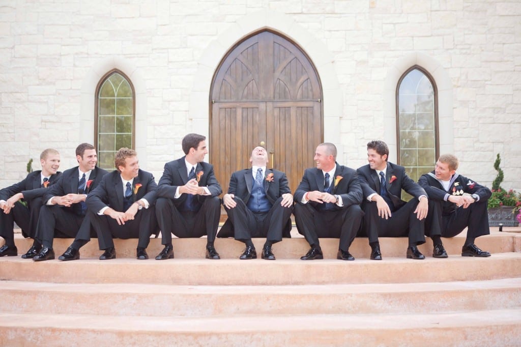 laughing groomsmen