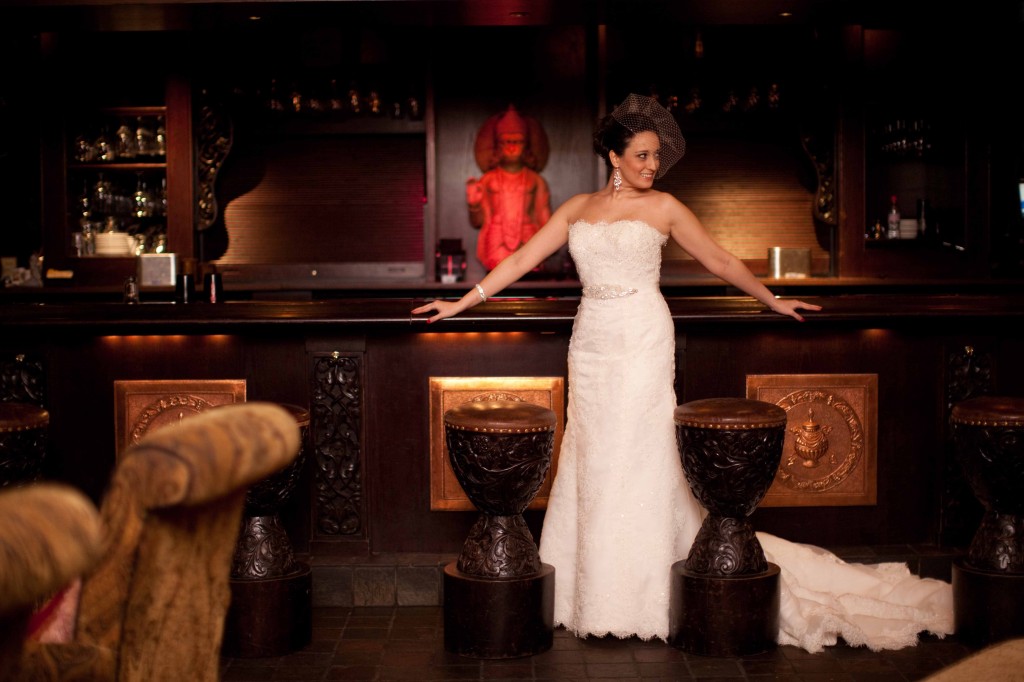 bride at a bar