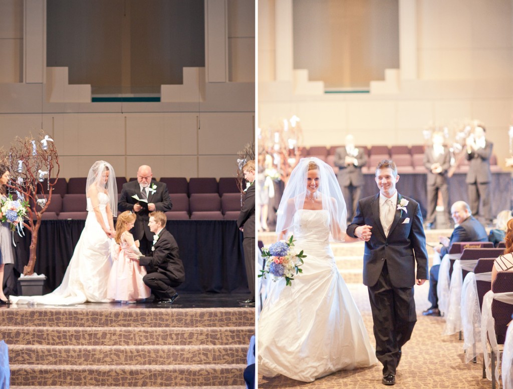 bride and groom walking down aisle