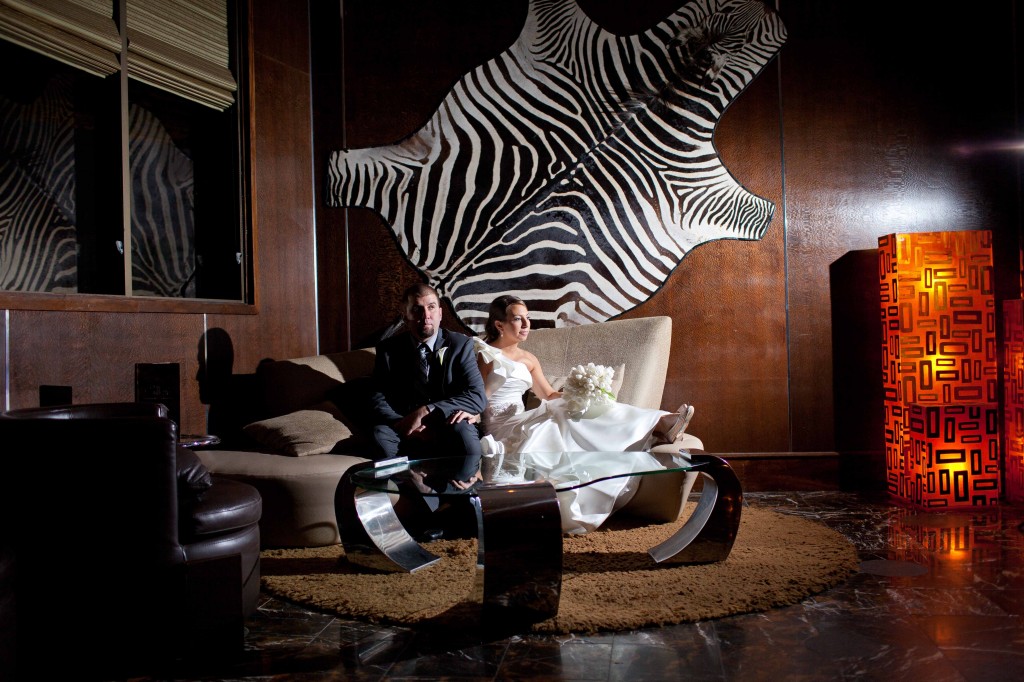couple with zebra rug