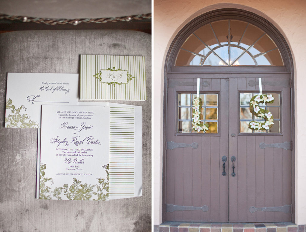 green letterpress wedding invitesa