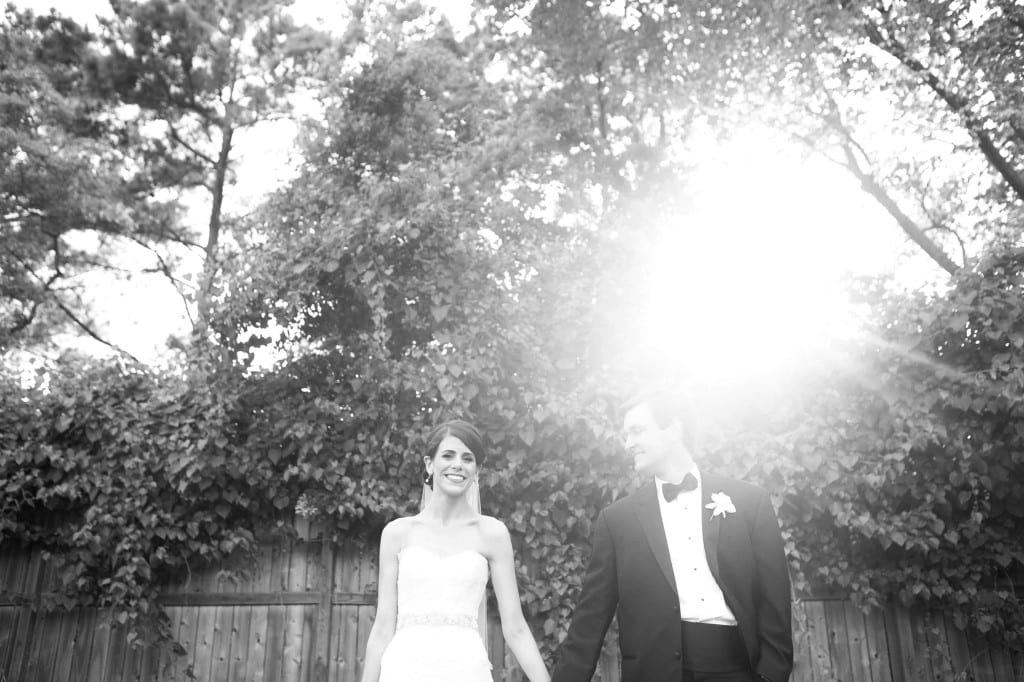 bride and groom in the sunlight