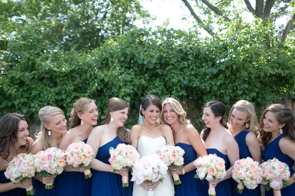 laughing navy bridesmaids