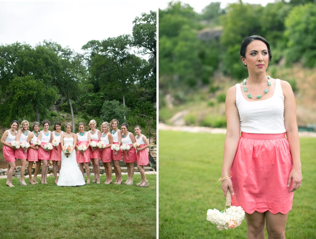 pink and aqua bridesmaids