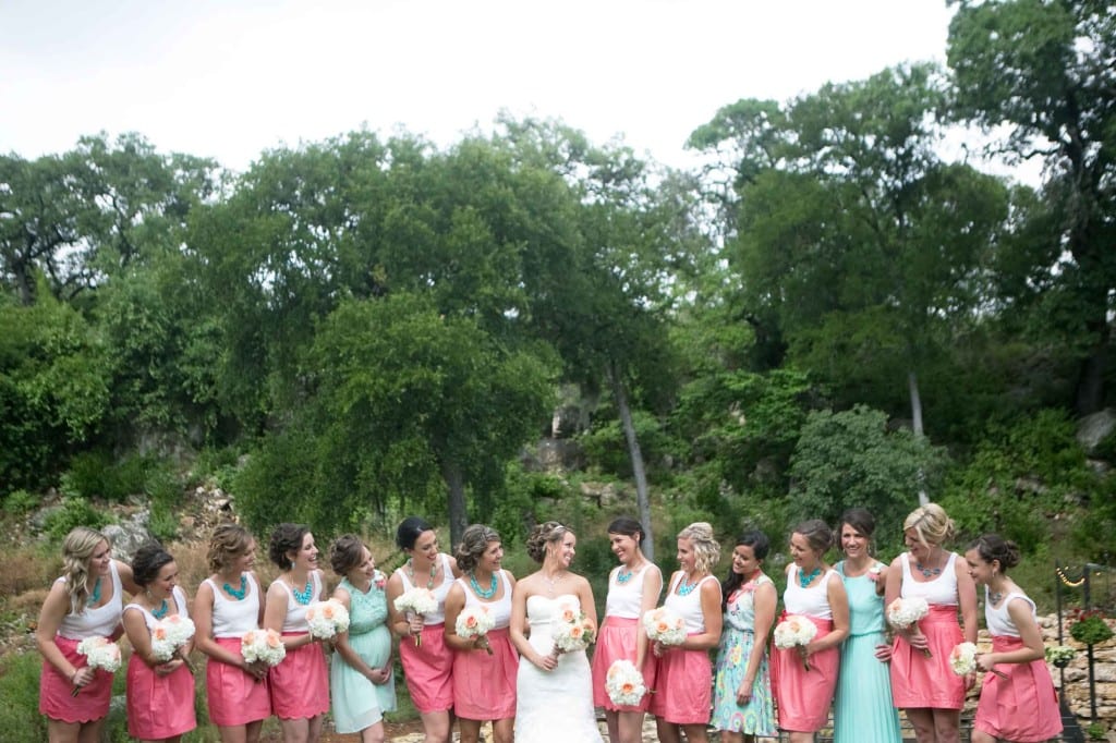 pink and coral wedding party