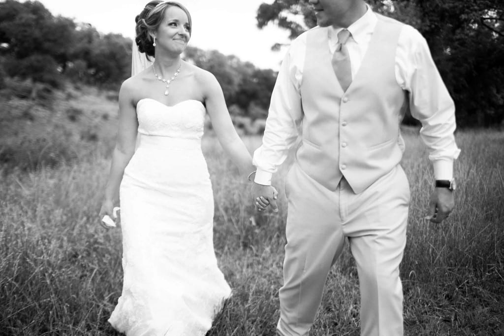 walking bride and groom