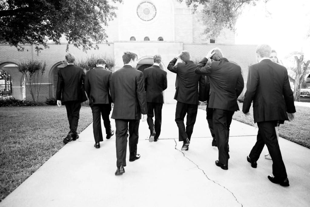 walking groomsmen
