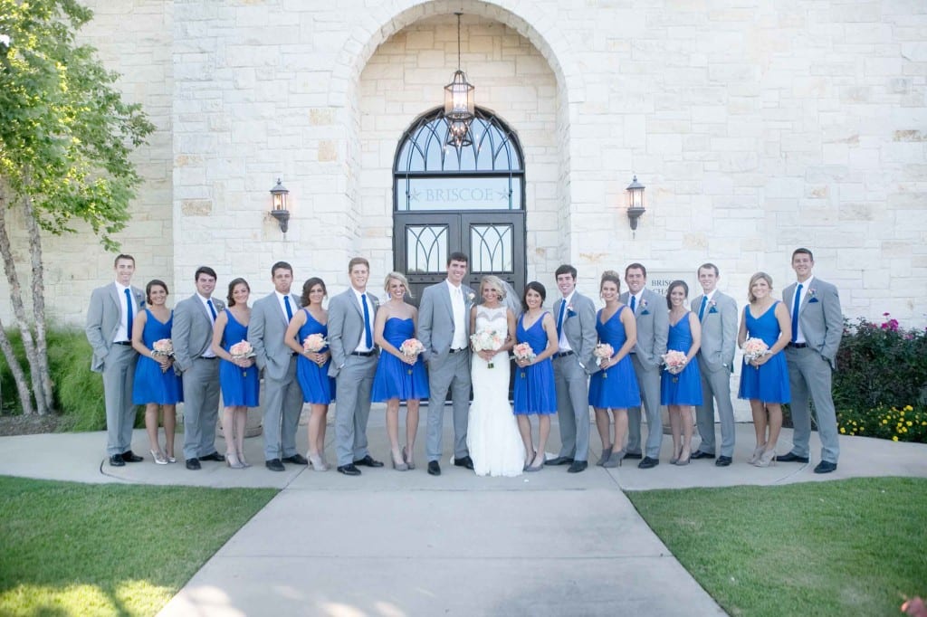blue and grey wedding party