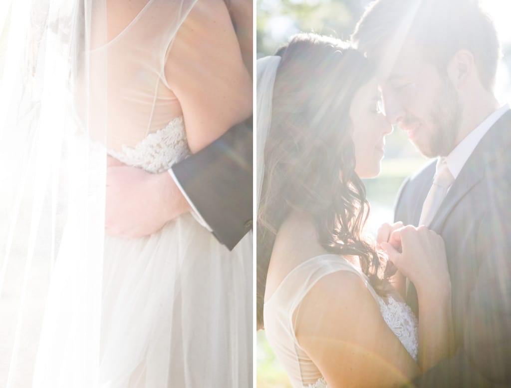 sunlit bride and groom