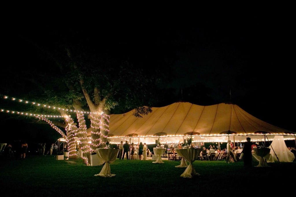 lit up wedding tent