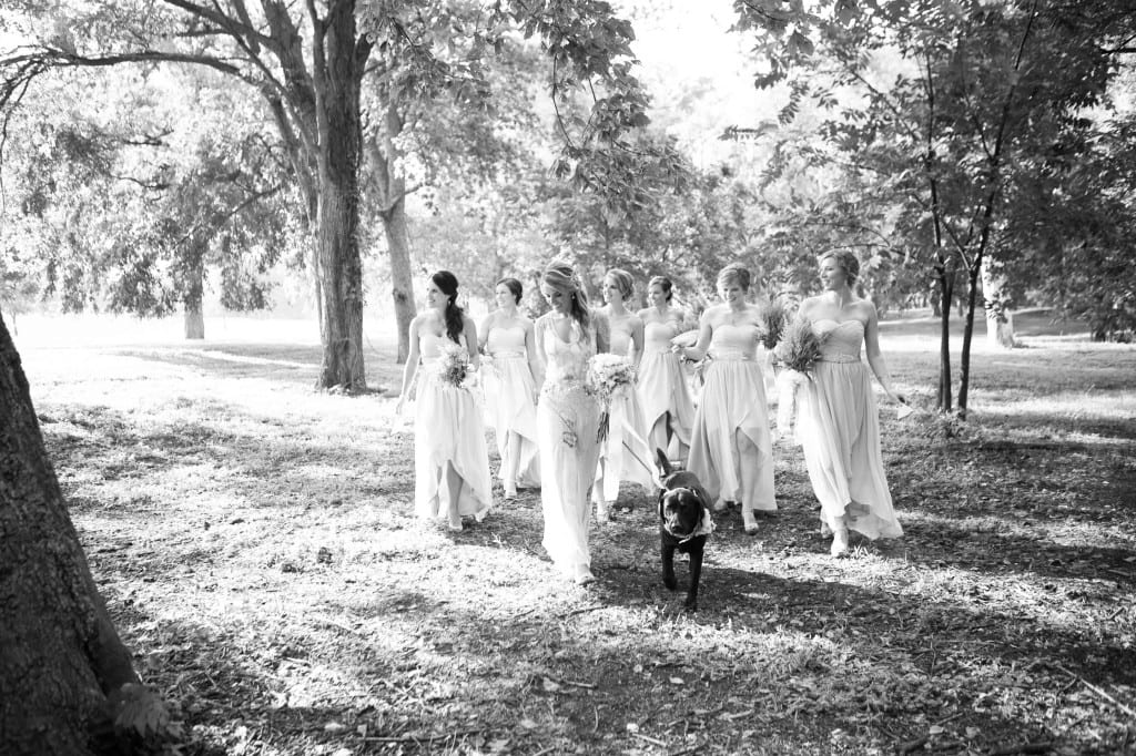 walking bridesmaids