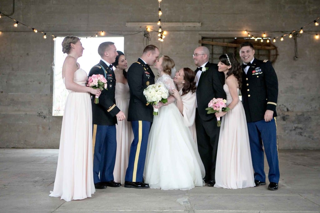 pink and army wedding party