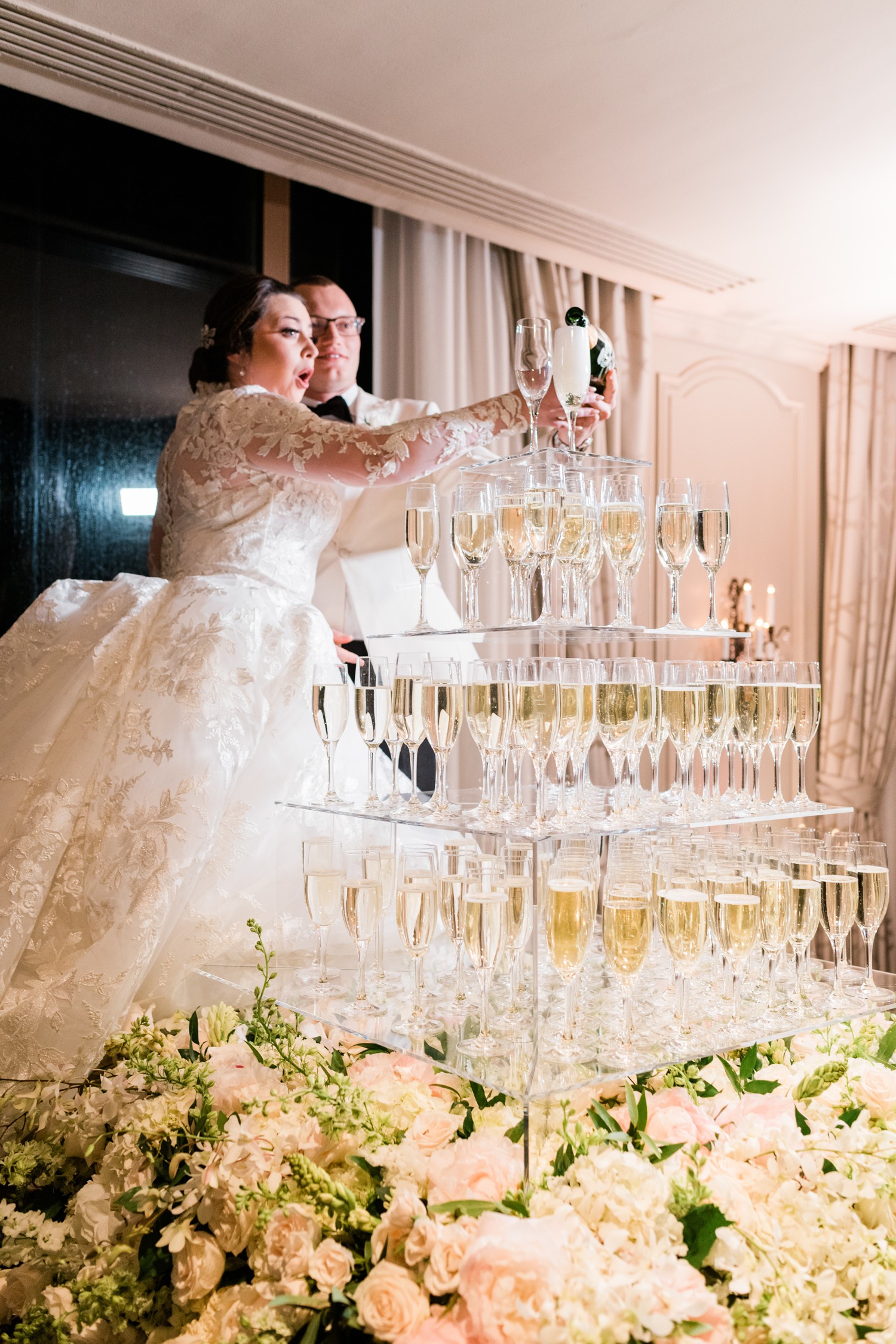 Wedding Champagne Tower Pour