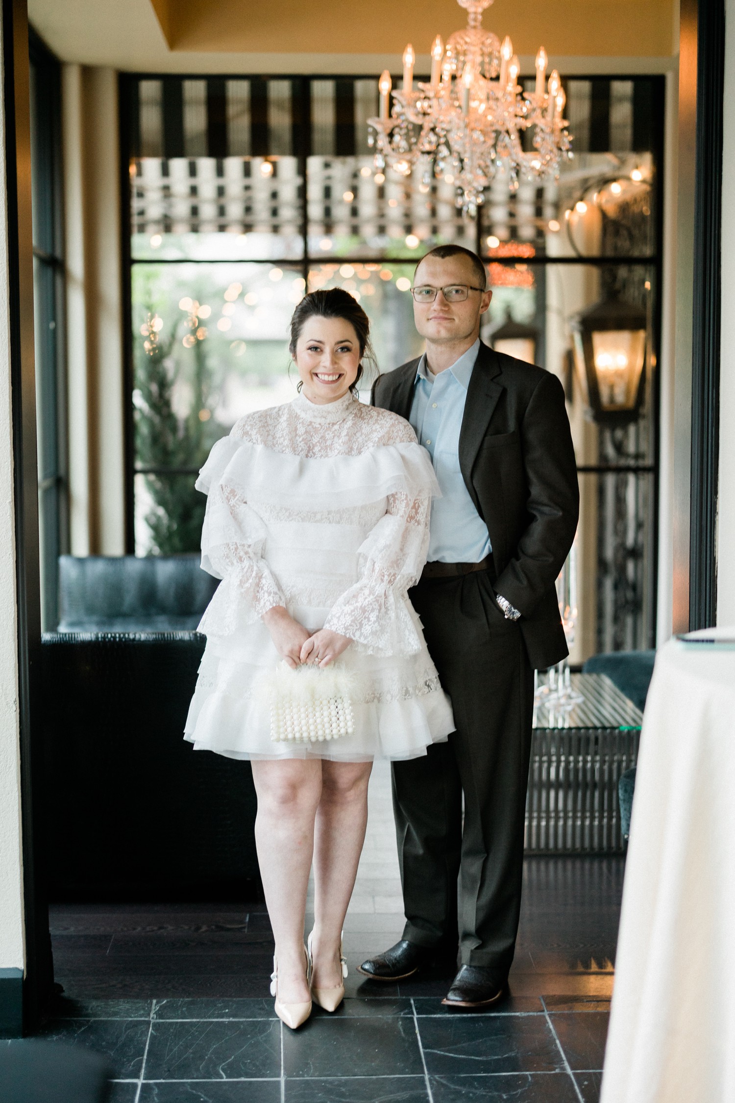 Bride and Groom at Wedding Rehearsal Dinner