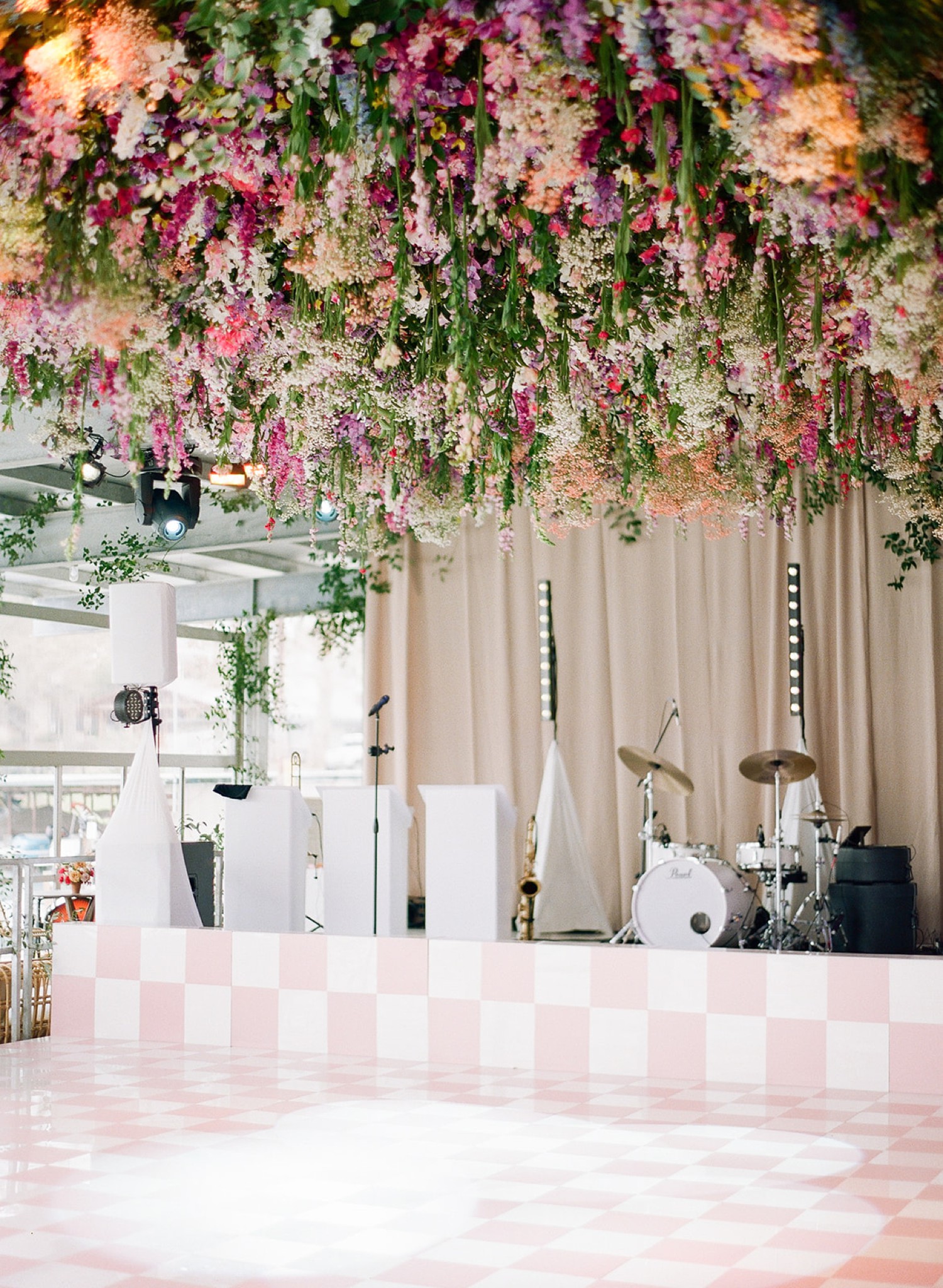 Pink Checkered Dance Wedding Reception Floor