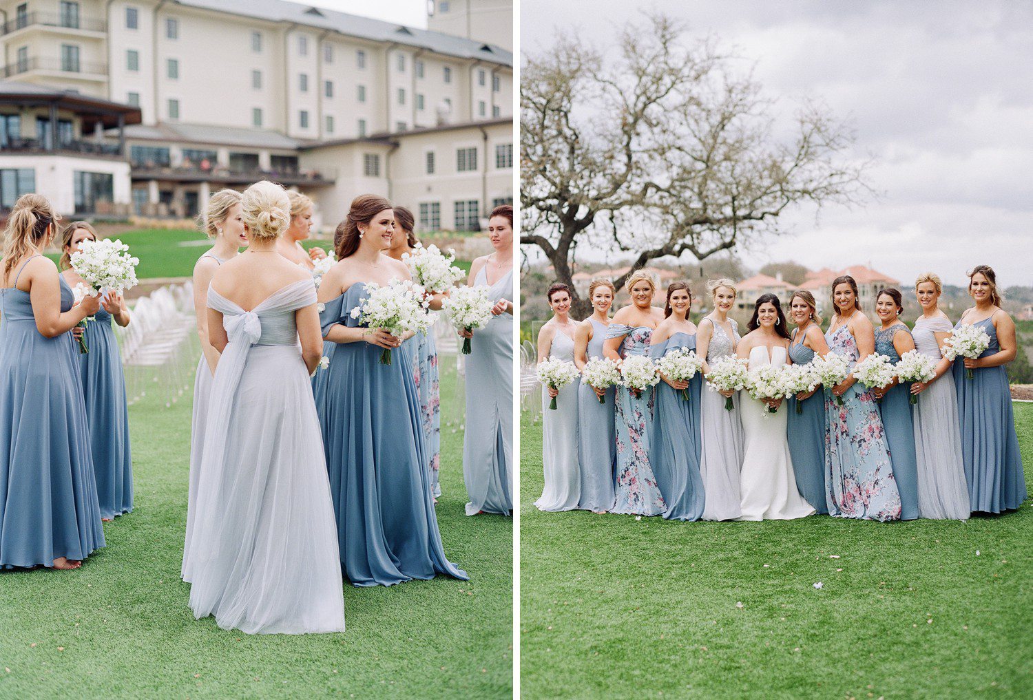 Bridesmaids in French Blue Dresses