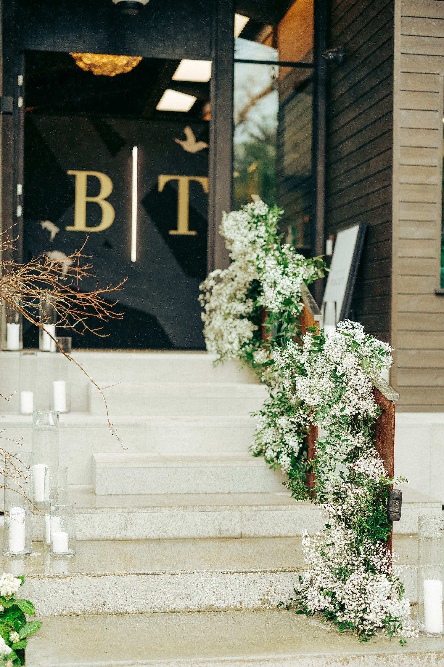 Wedding Entrance with Baby's Breath and Candles 