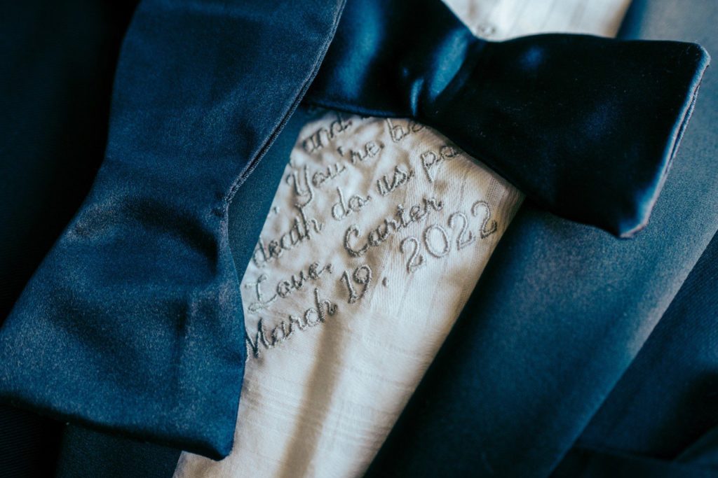 wedding handkerchief with date