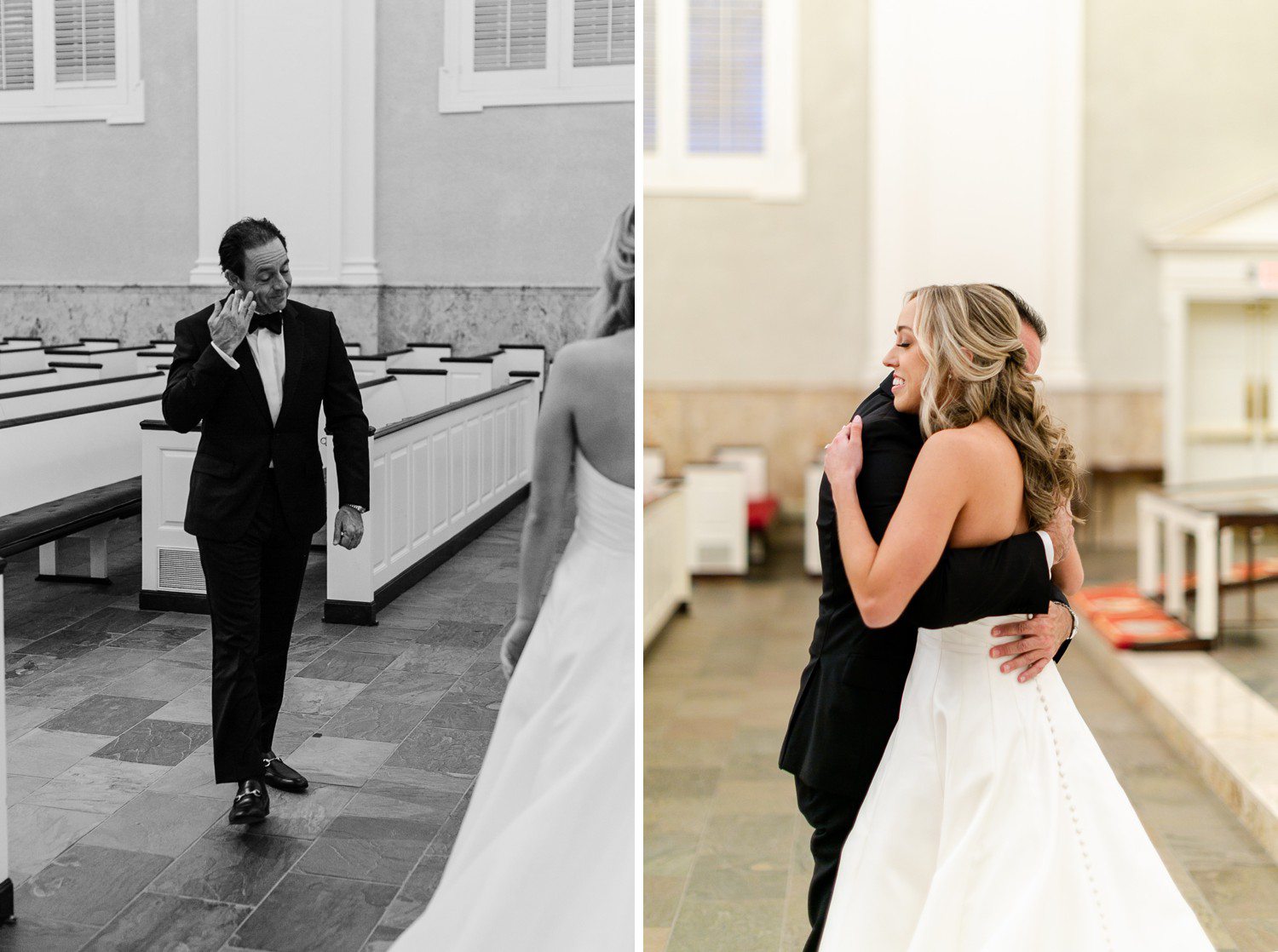 Bride and Father First look at Church