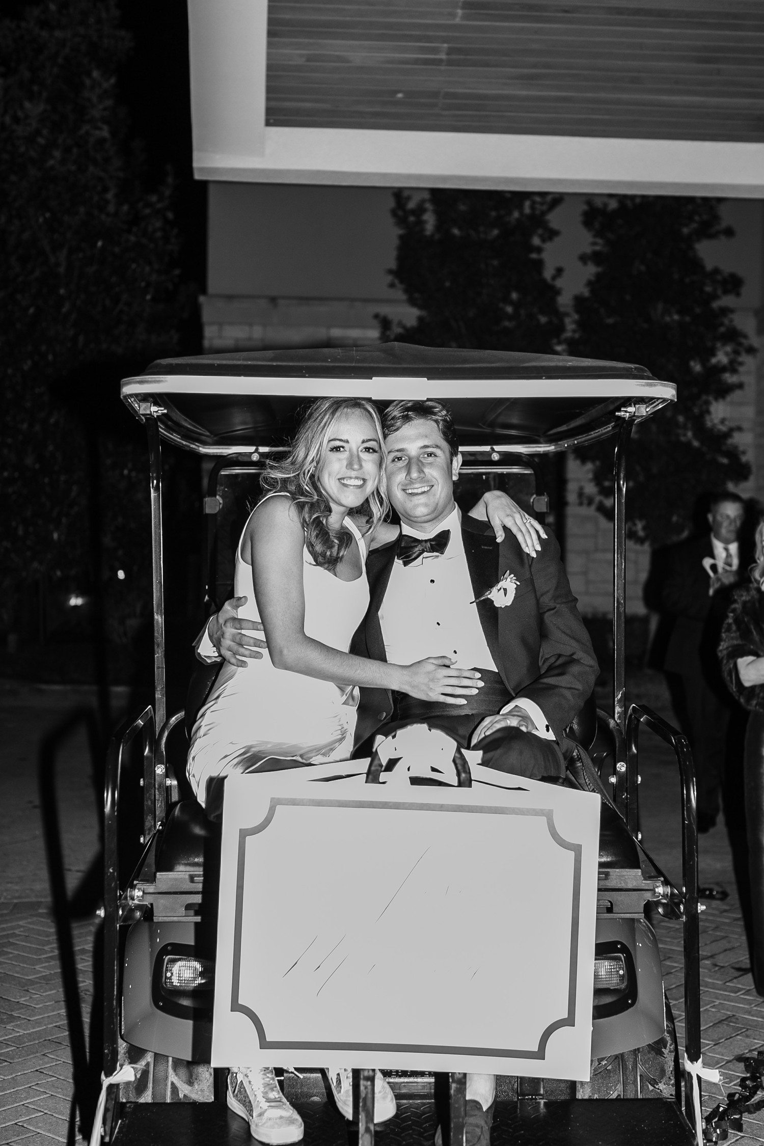 Bride and Groom Wedding Exit on Golf Cart