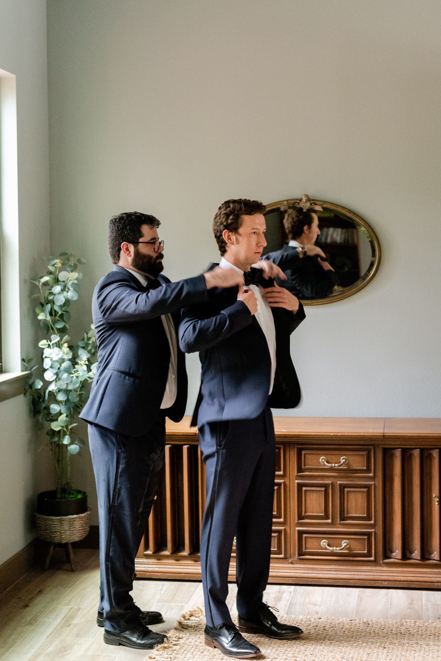 Groom Getting Ready at Historic Hill House & Farm