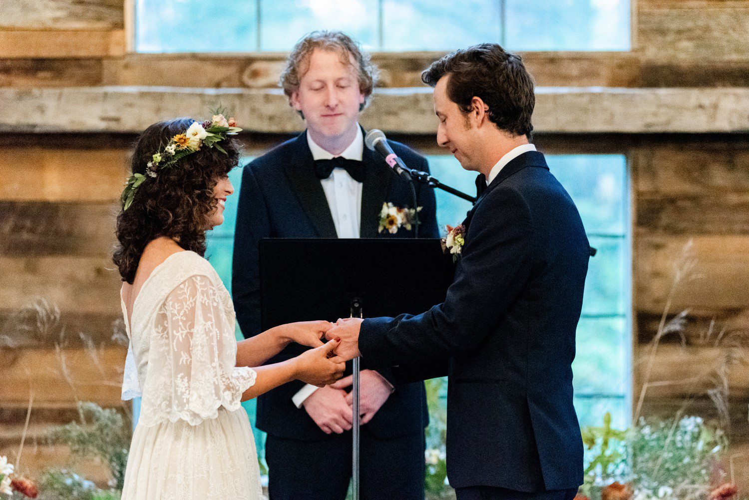 Ring exchange during wedding ceremony