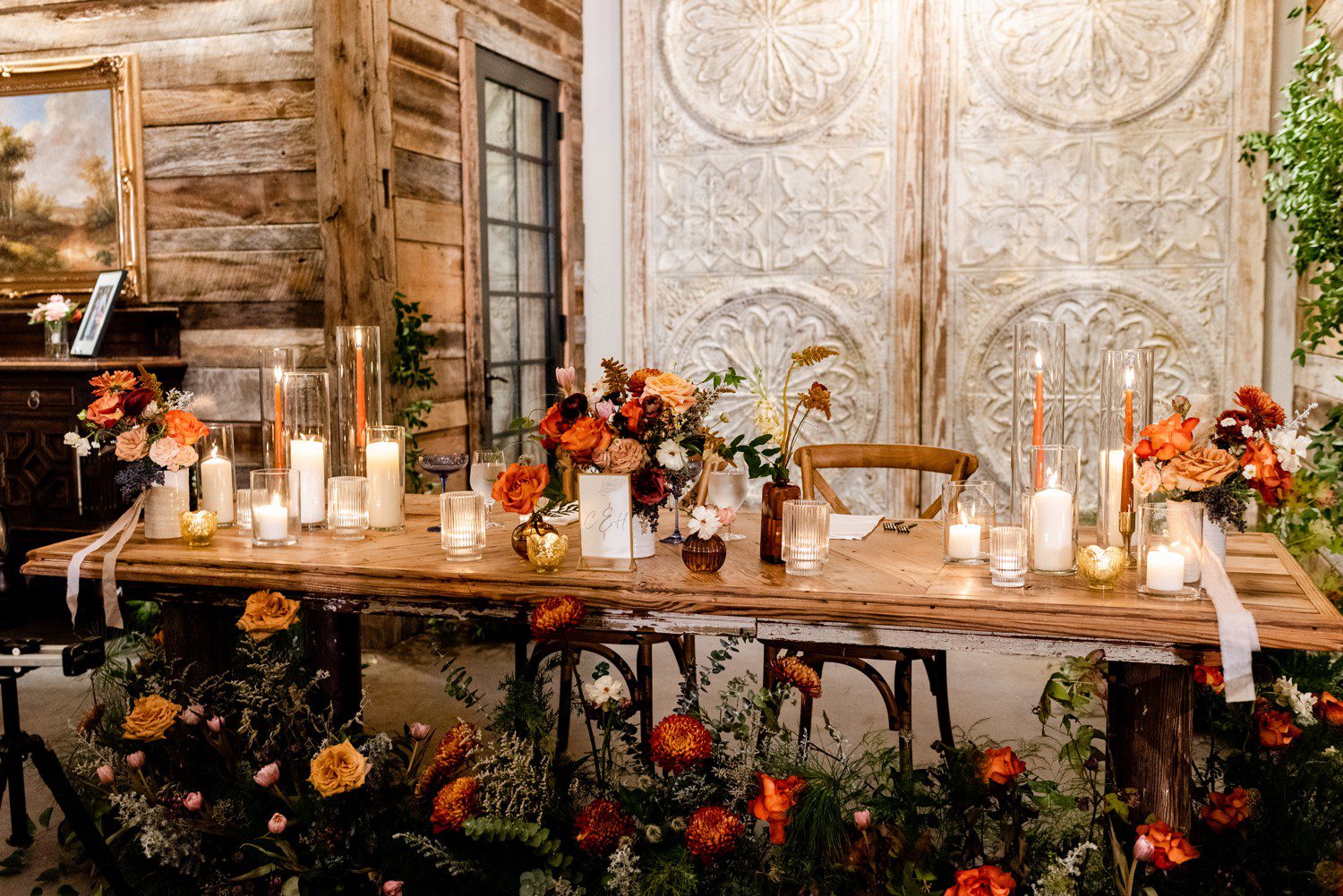 Boho wedding reception details Historic Hill House 