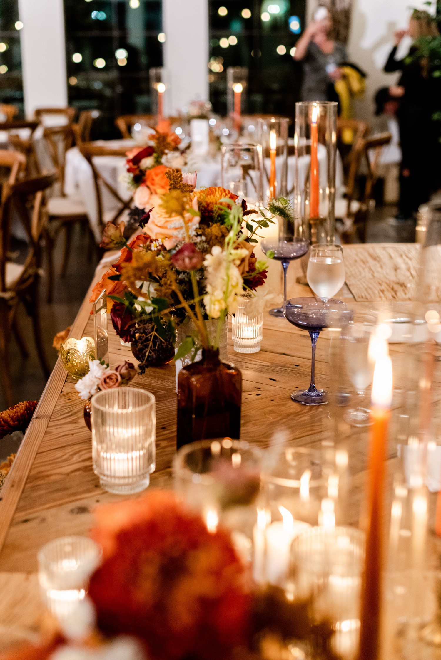 Boho wedding reception table decor