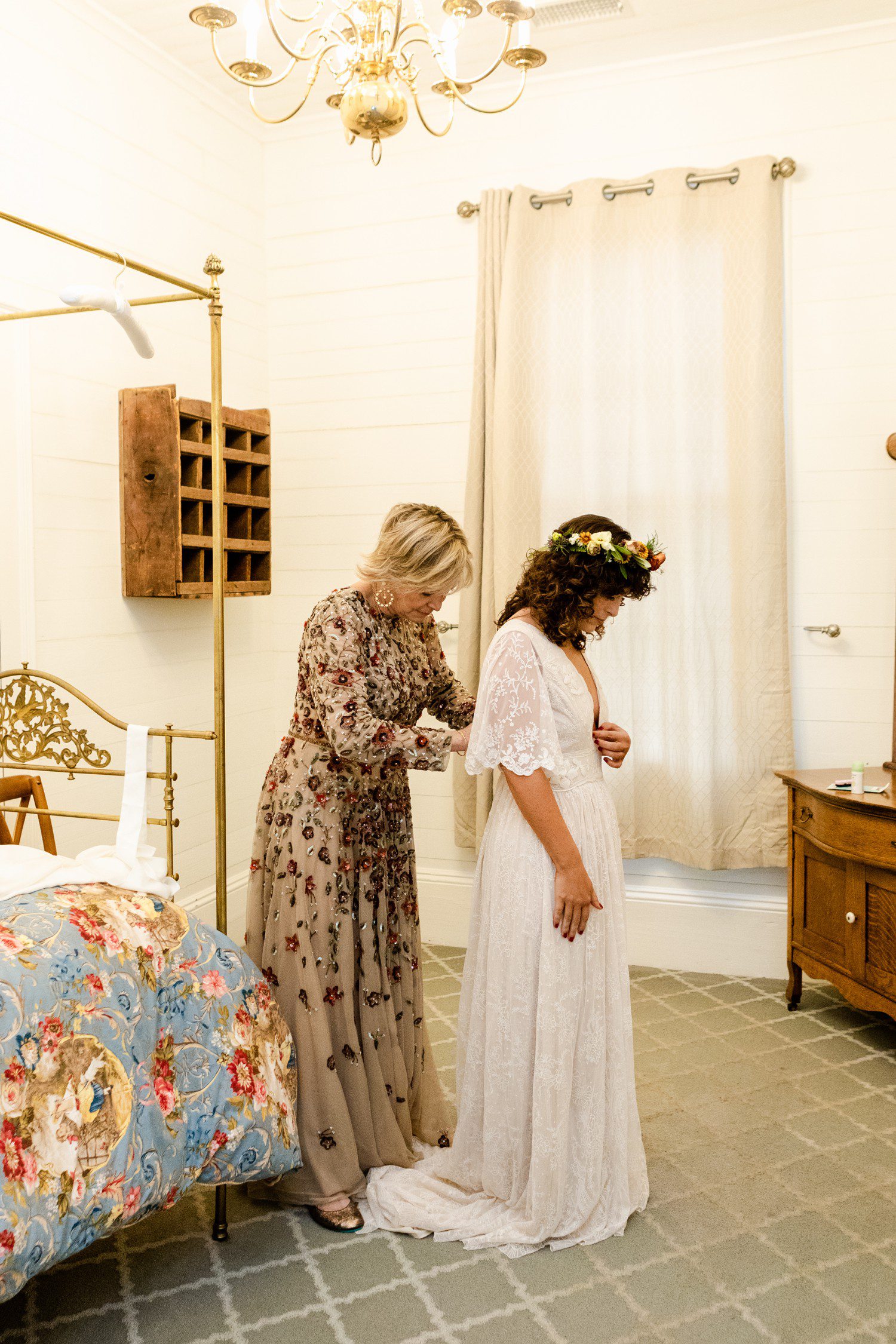 Bride Getting Ready at Historic Hill House & Farm