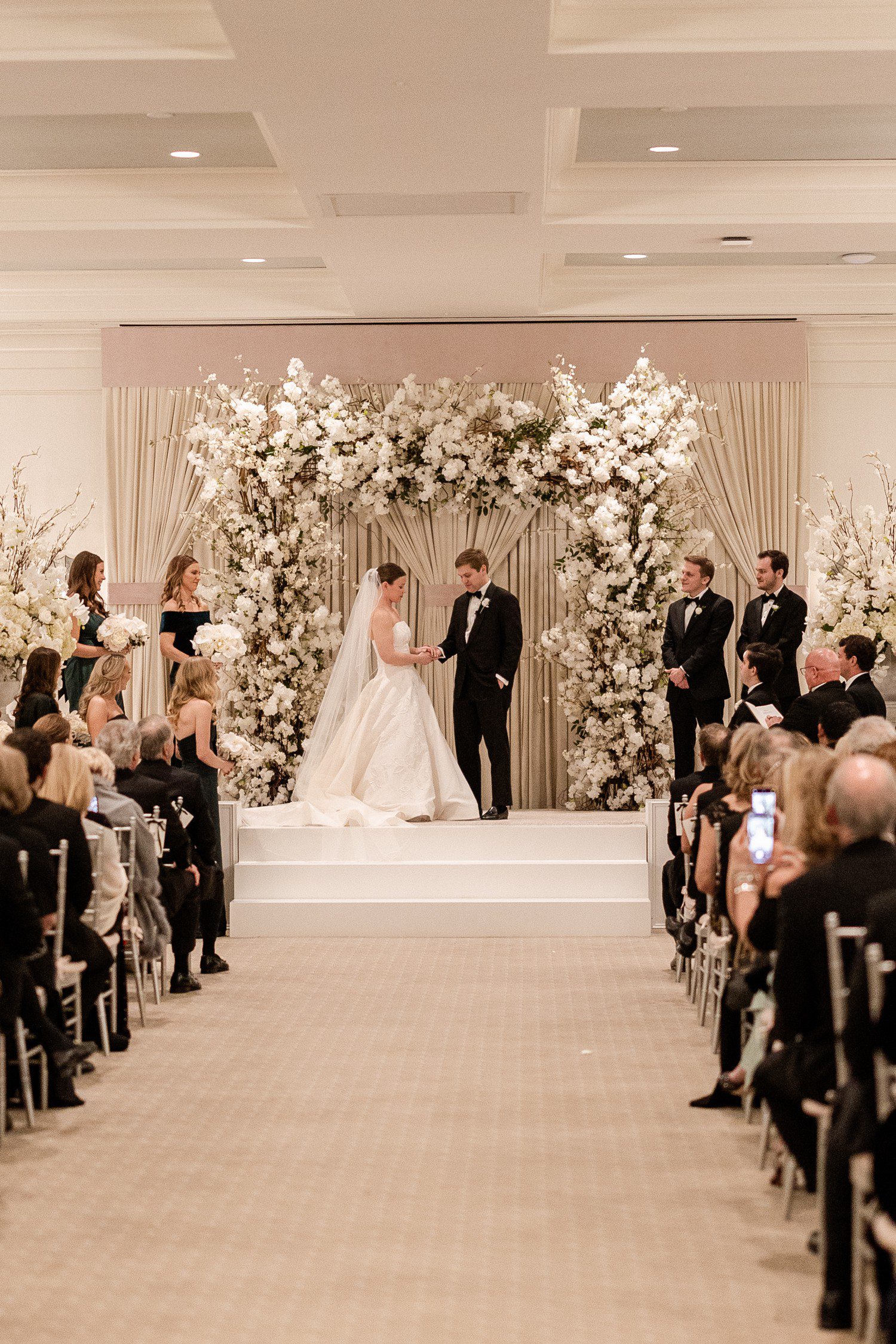 Houston Country Club wedding ceremony with cherry blossoms