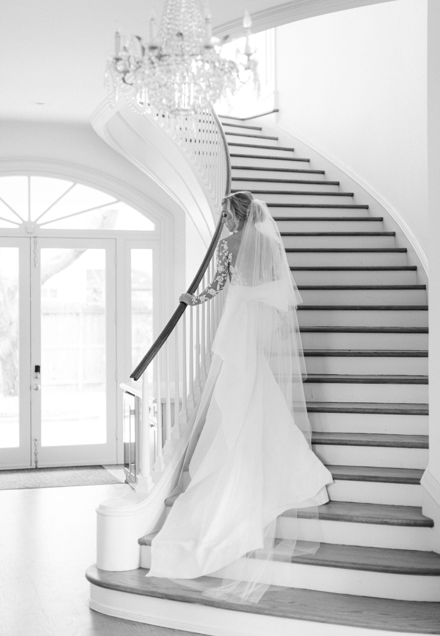 Bridal photos with staircase at The Creative Chateau