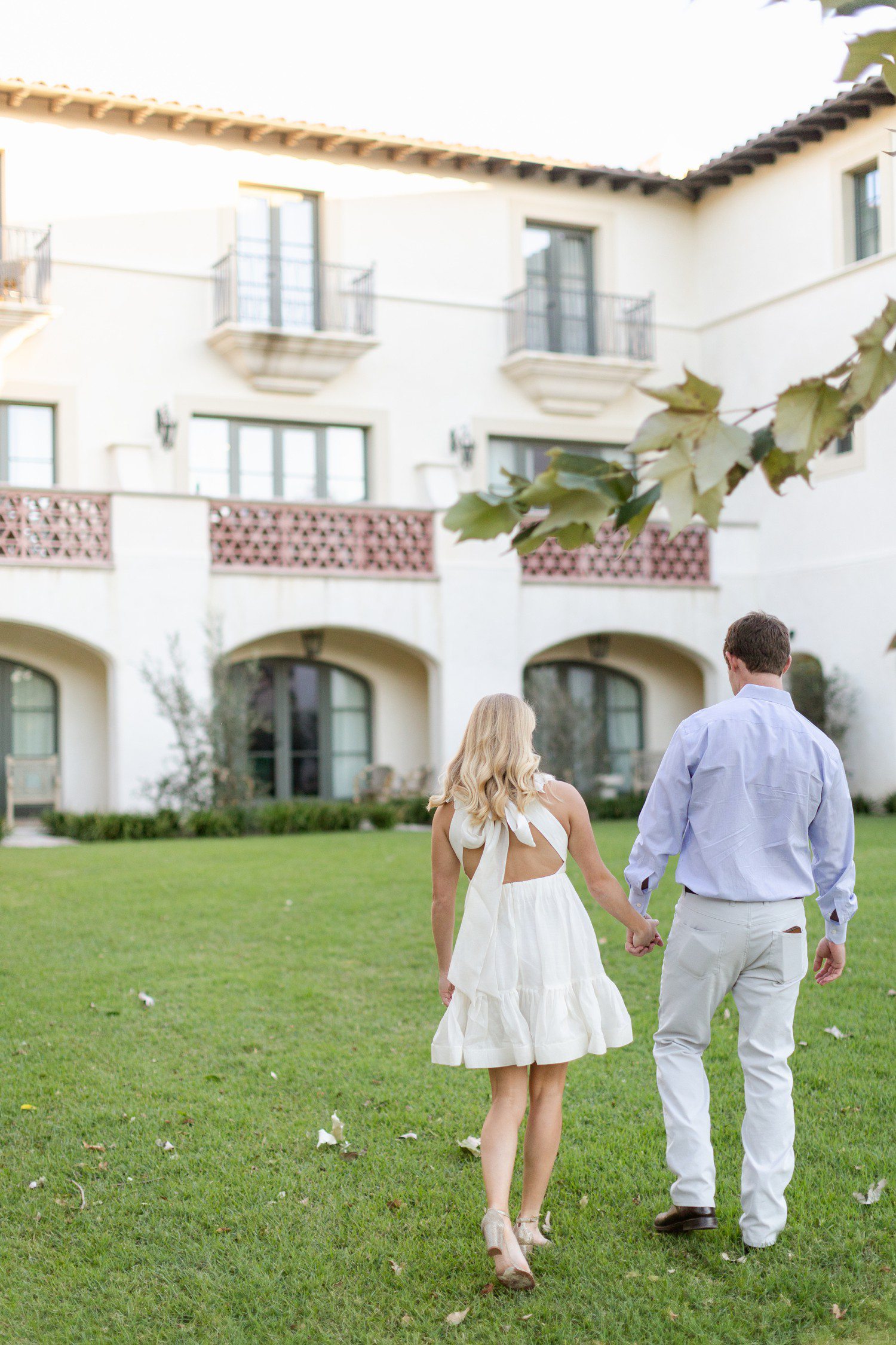 Couple walking on Commodore Perry Estate in Austin