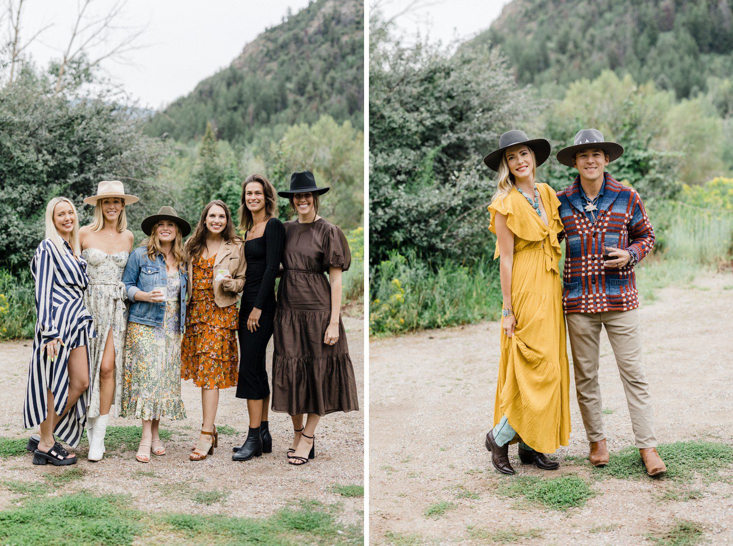 Wedding guests at wedding rehearsal dinner in Aspen. 