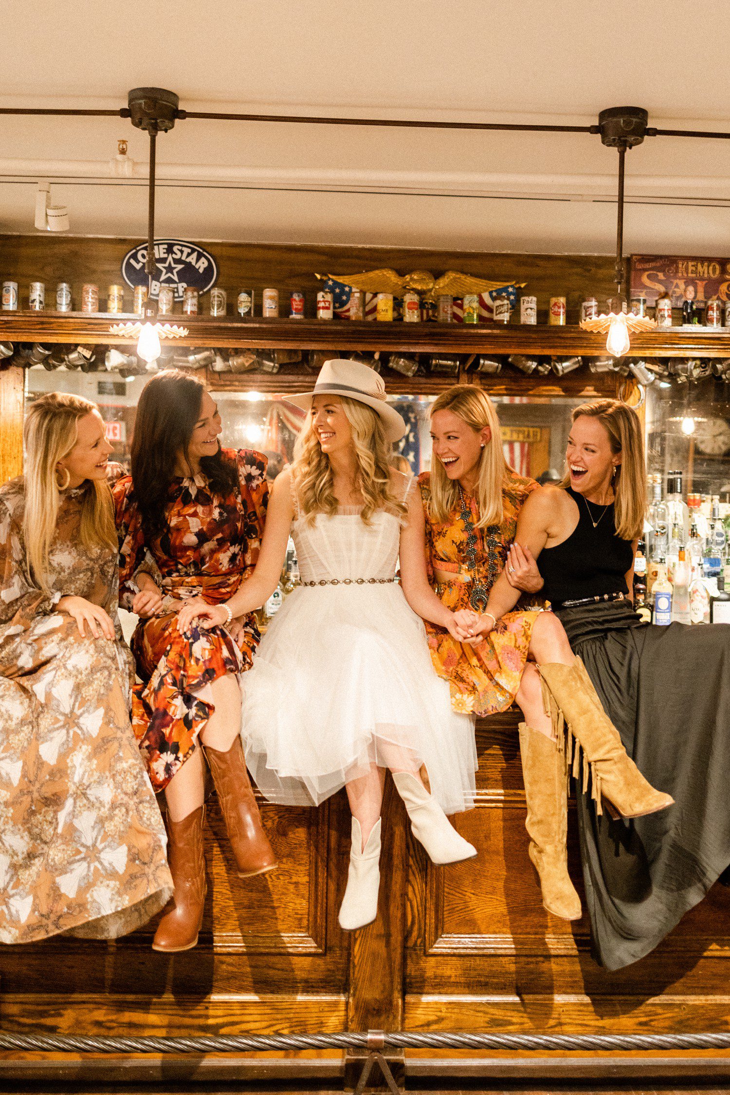 Bride with bridesmaids at Kemo Sabe in Aspen.