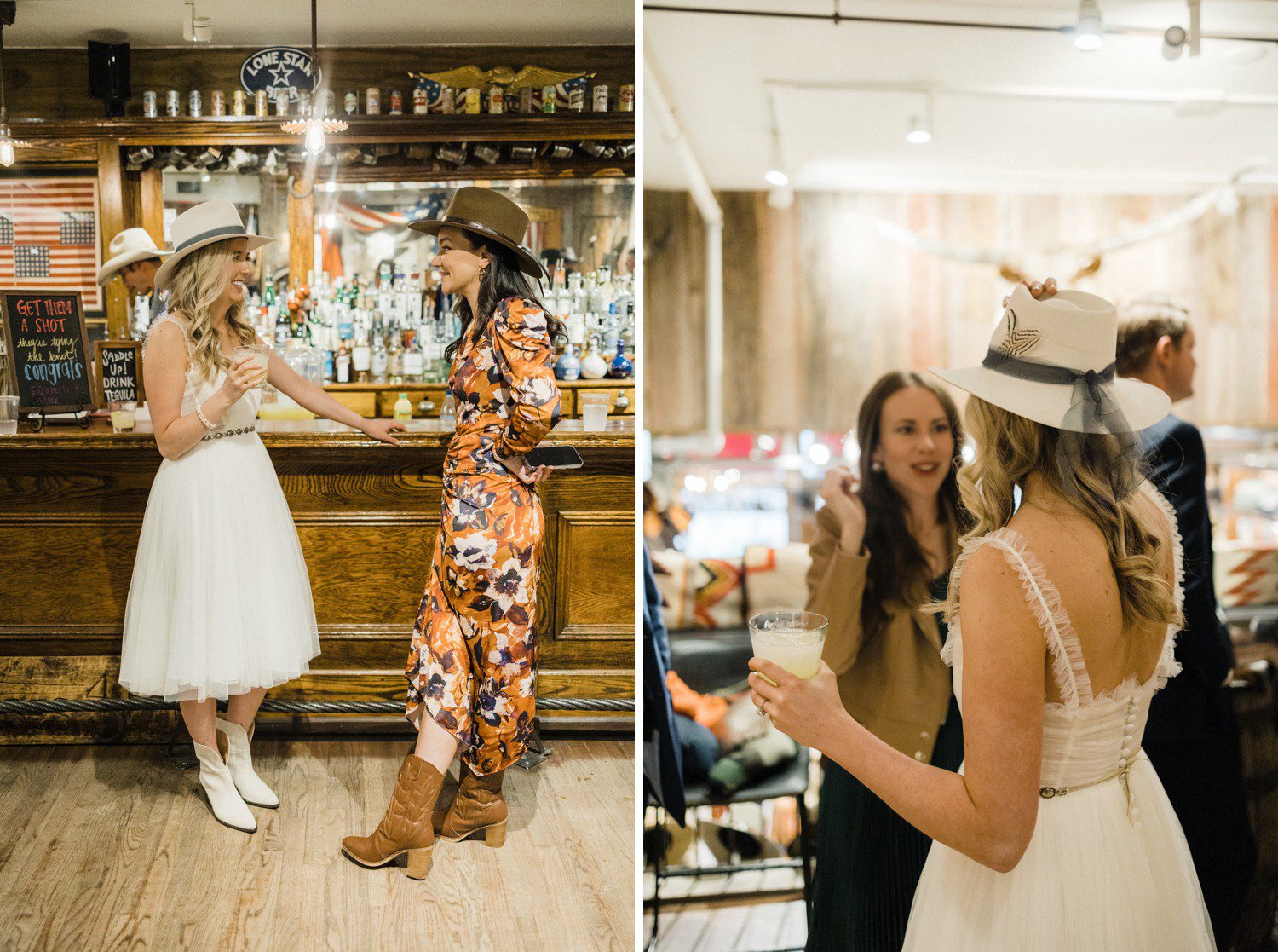 Bride talking with guests at Kemo Sabe. 