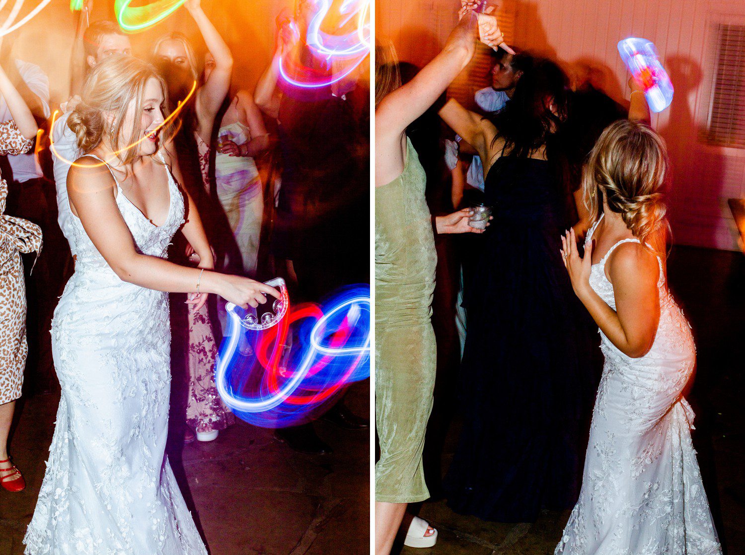 Bride dancing during wedding reception.