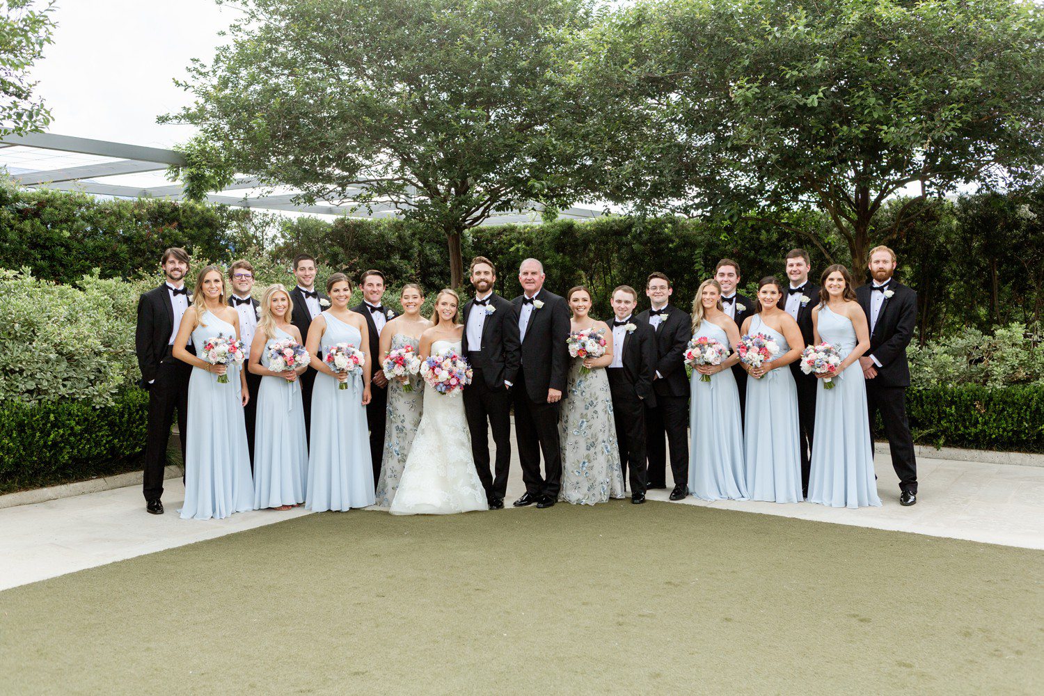 Wedding party photos at Centennial Gardens in Houston. 