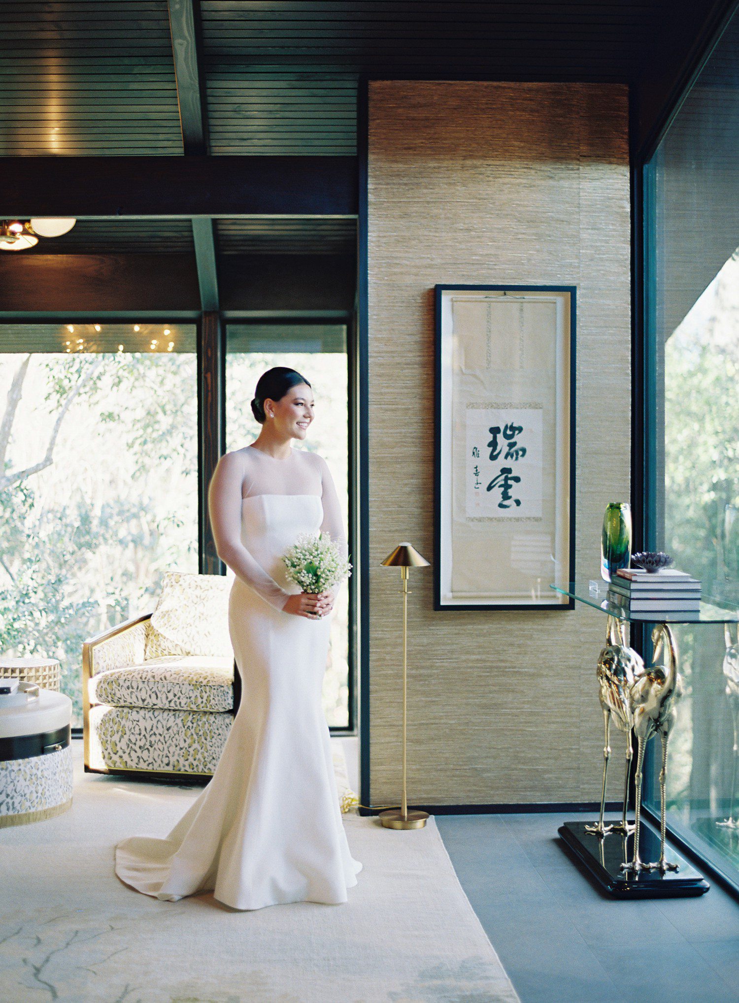 Modern bridal portraits at home in Houston. 