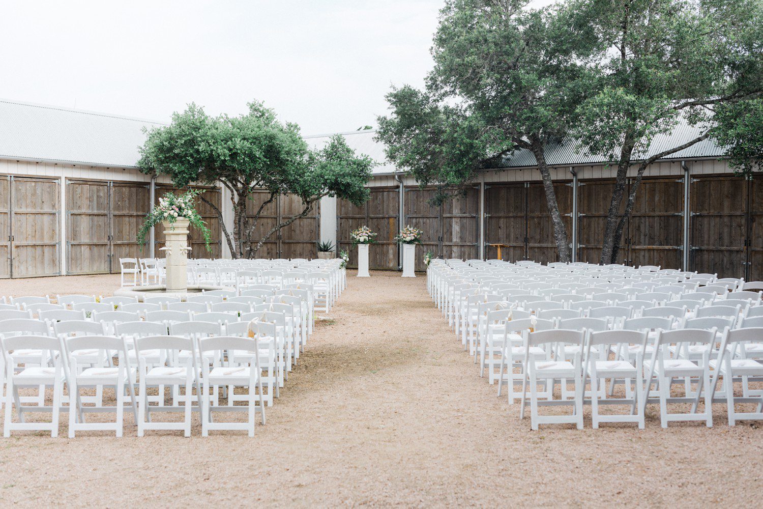 Wedding ceremony seating at The Compound. 