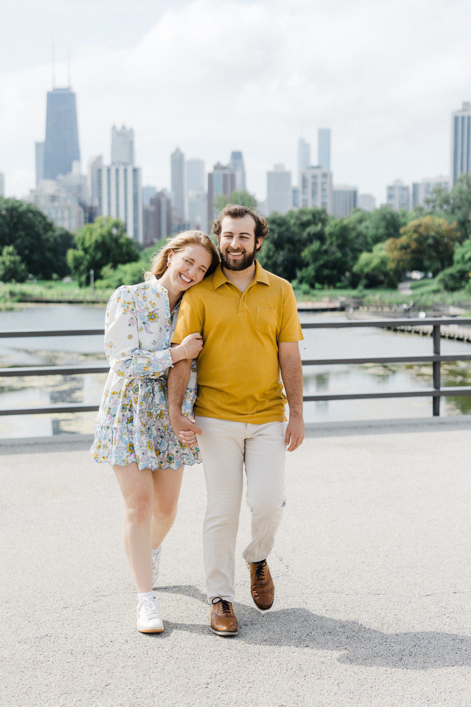Engagement photos with downtown Chicago skyline. 