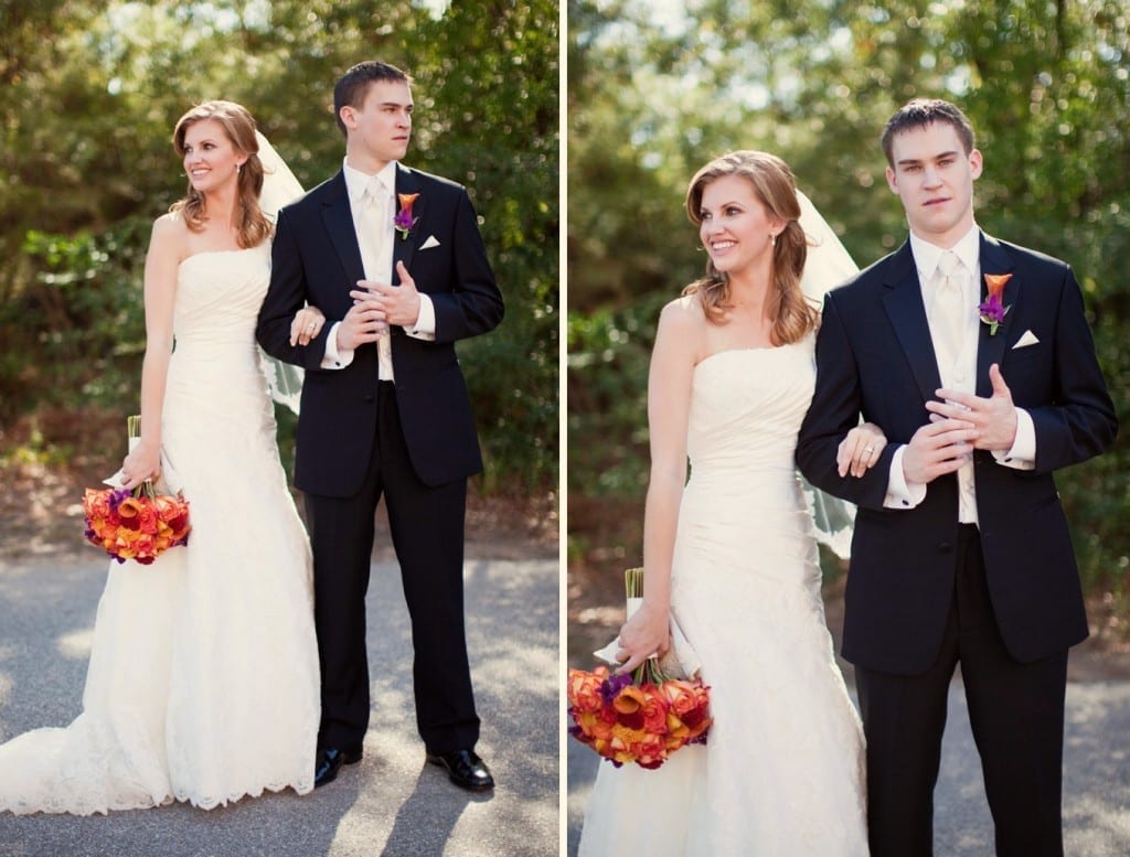 woodlands bride and groom