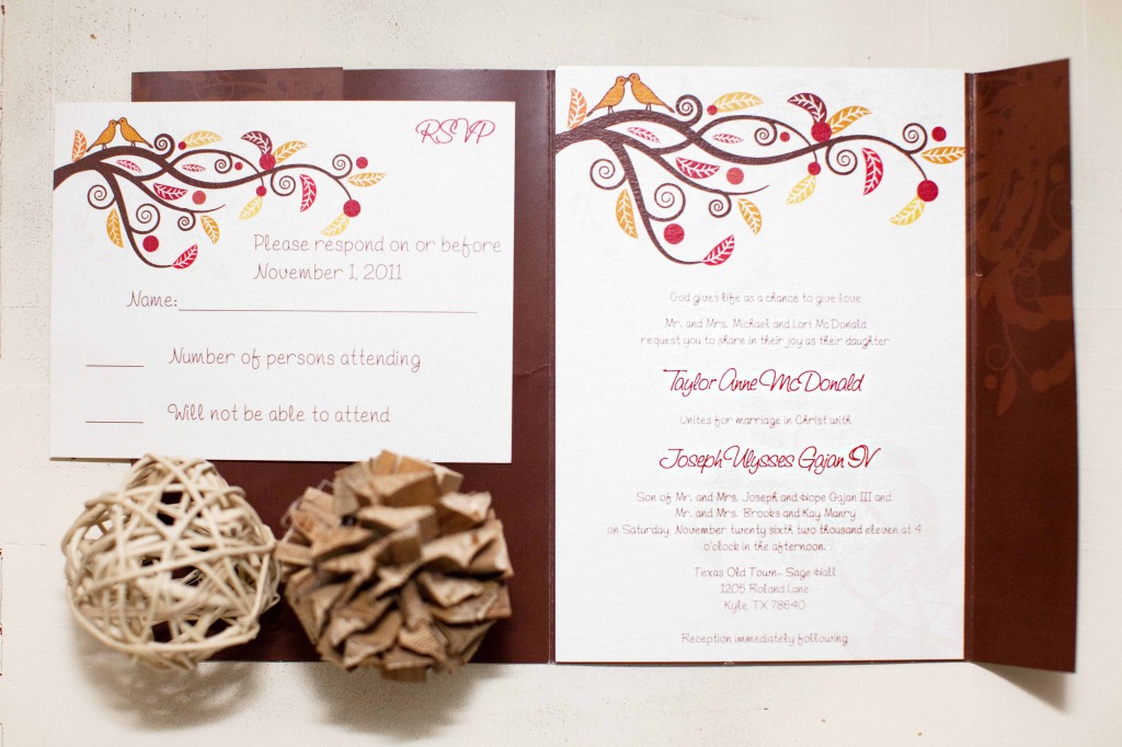 red and brown invitations